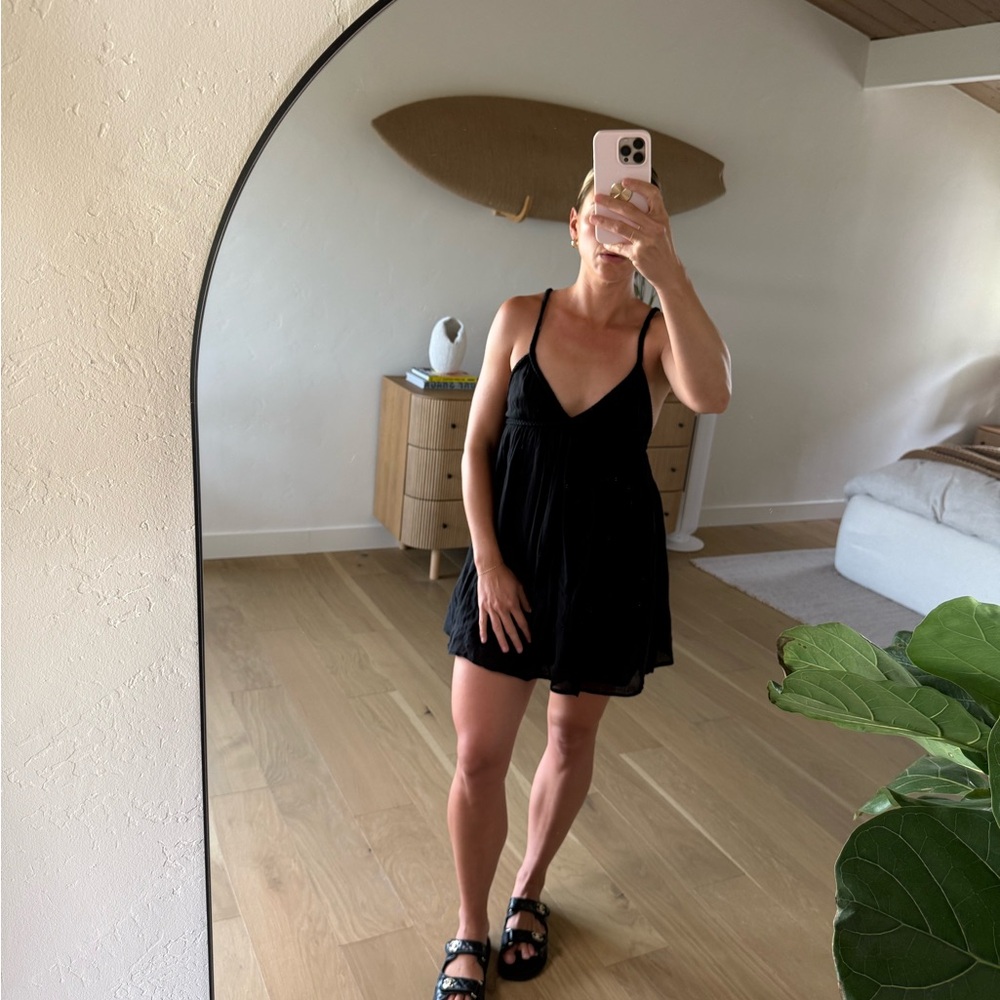 Zara Black Textured Romper Dress